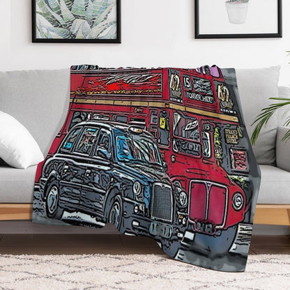London Bus And Cab Throw Blanket