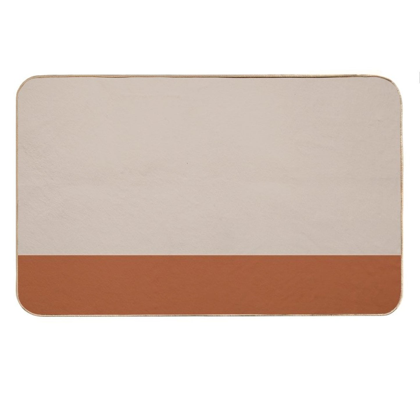 Minimalist Color Block Cuffed Solid in Putty And Clay Rust Terracotta Bath Mat
