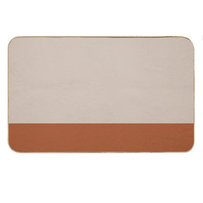 Minimalist Color Block Cuffed Solid in Putty And Clay Rust Terracotta Bath Mat