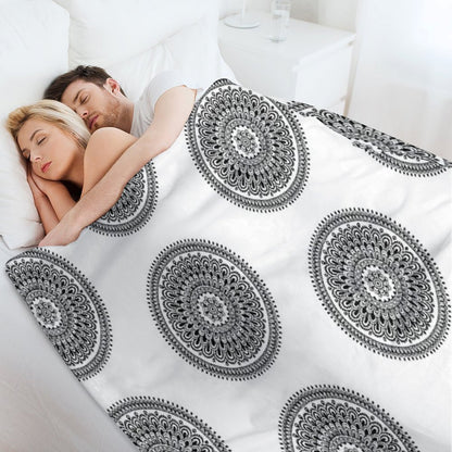 Mandala Black And White by Hayley Lauren Design Throw Blanket