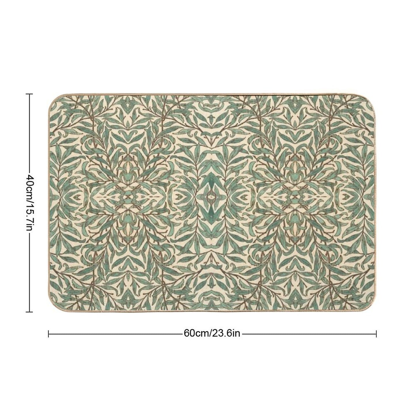 William Morris Willow Bough Wood Watercolor Pattern Bath Mat