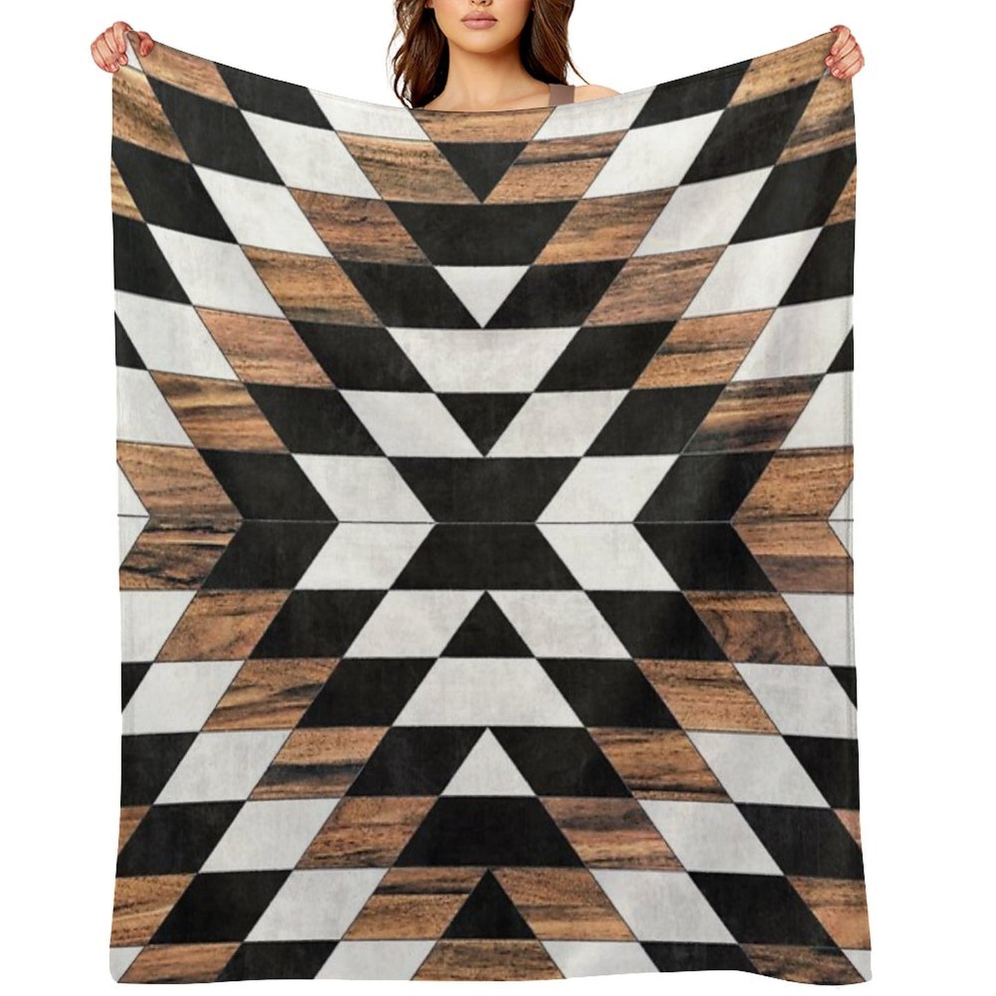 Urban Tribal Pattern No.13 - Aztec - Concrete And Wood Throw Blanket