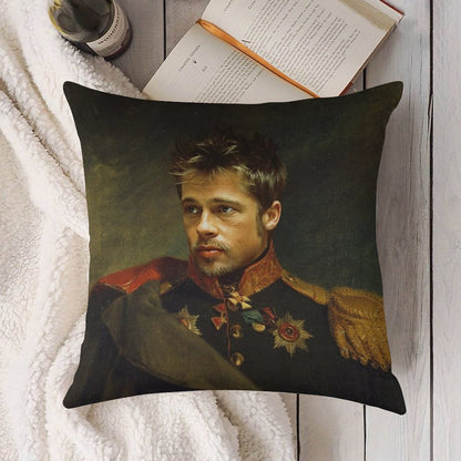 Brad Pitt - Replaceface Linen Throw Pillow Cover