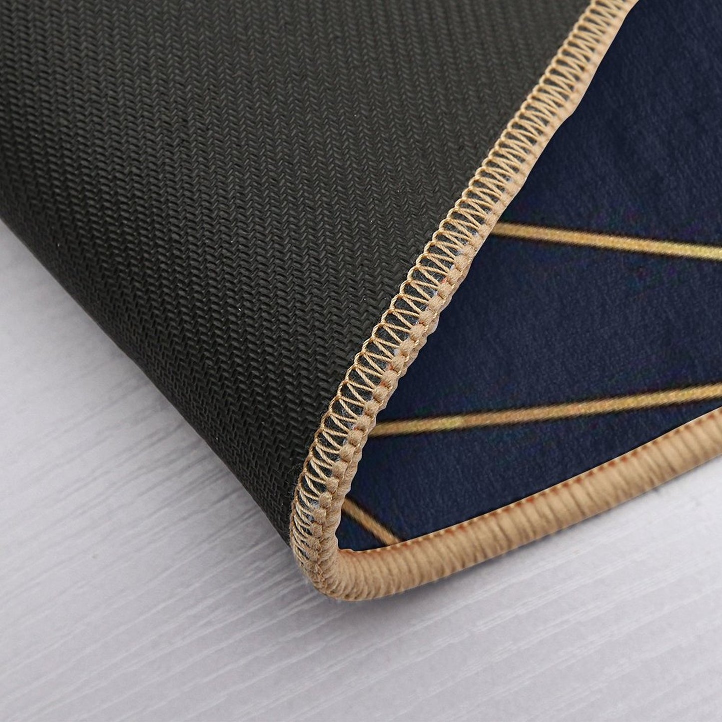 Geometric Navy Gold Stone Bath Mat