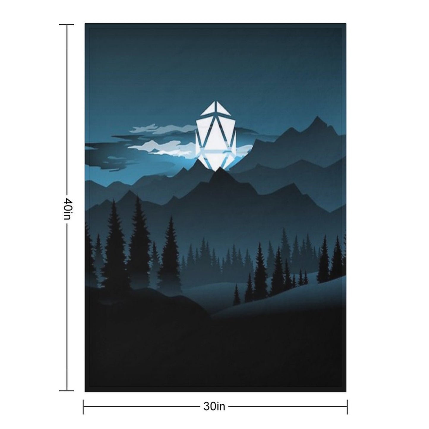 Mountain Full Moon D20 Dice Tabletop RPG Maps And Landscapes Throw Blanket