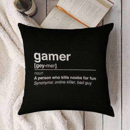 Gamer Definition Linen Throw Pillow Cover