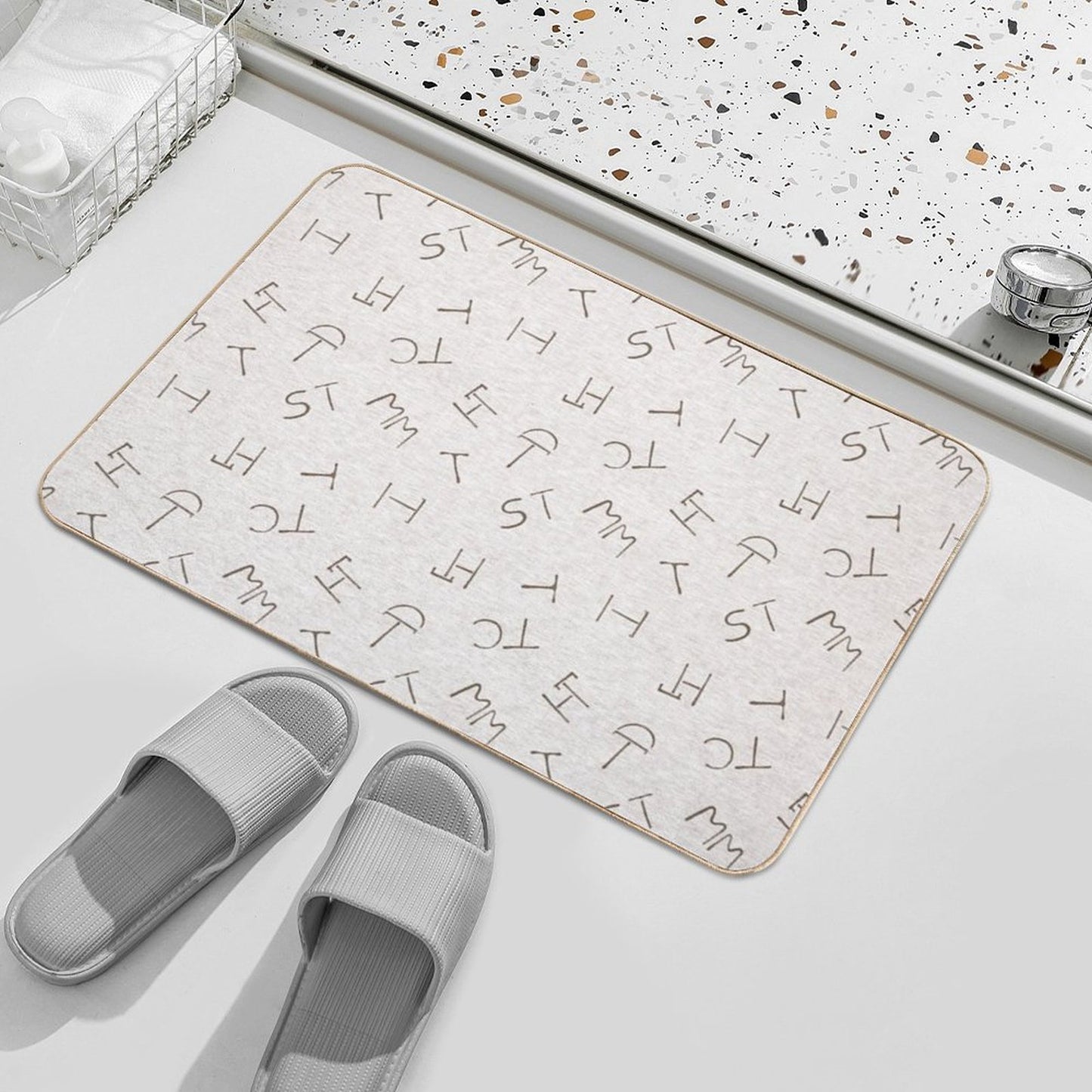 Cattle Brands - Beige Bath Mat