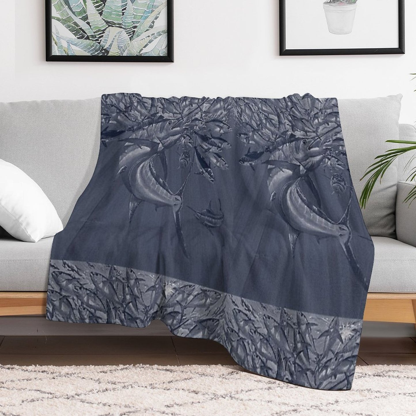 Blue Marlin Tuna Throw Blanket