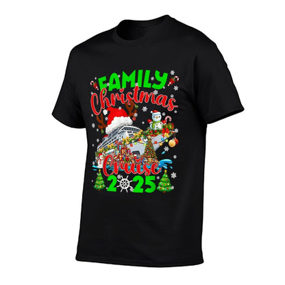 Family Cruise 2025 Reunion Matching Christmas Xmas Men Women  Ribbed Collar T-Shirt