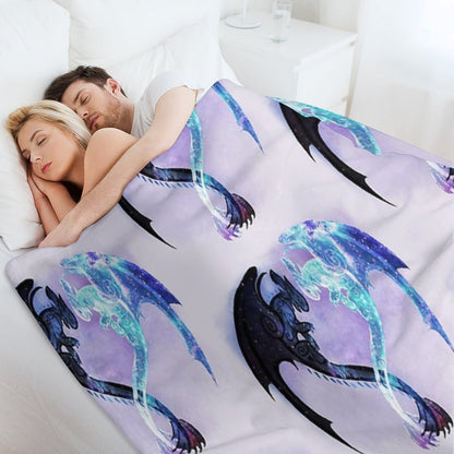 Dragon Heart Toothless And Light Fury Throw Blanket