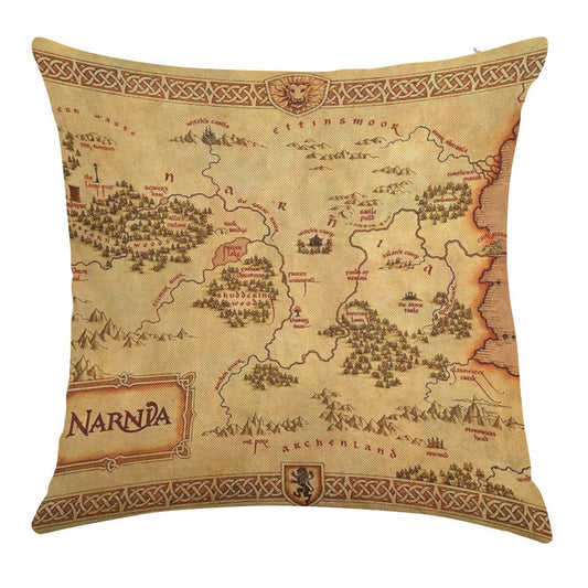 Map of Narnia Linen Throw Pillow Cover