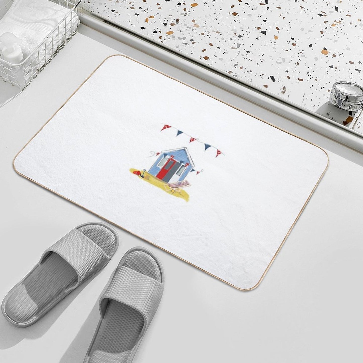 #Beach Hut Seaside Bath Mat