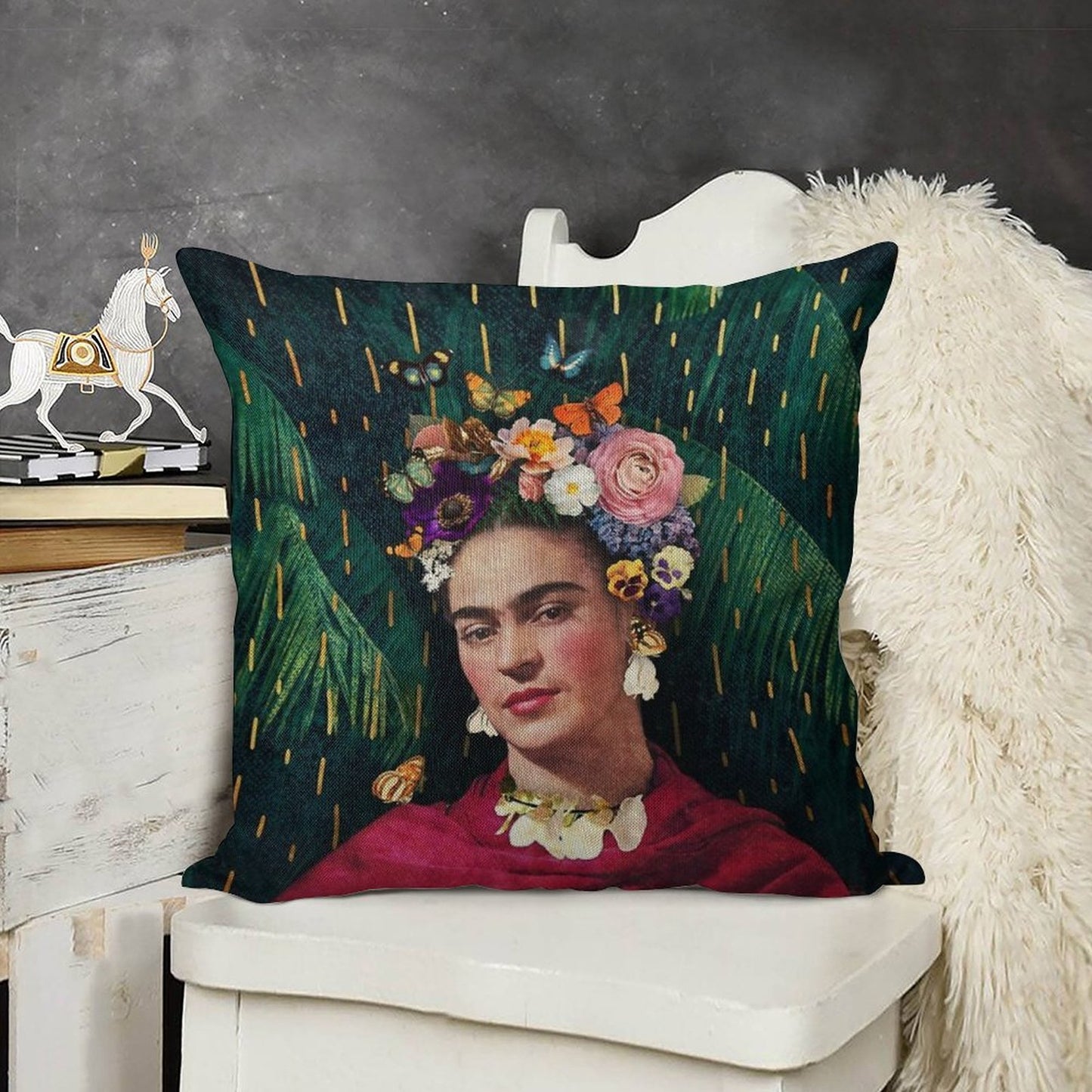 Frida Kahlo  World Women's Day Linen Throw Pillow Cover