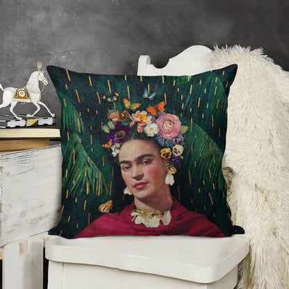 Frida Kahlo  World Women's Day Linen Throw Pillow Cover