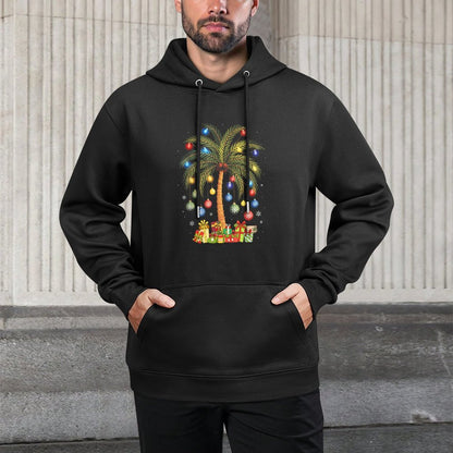 Christmas Palm Tree Light Hawaiian Tropical Xmas Men Women Layering Staple Hoodie