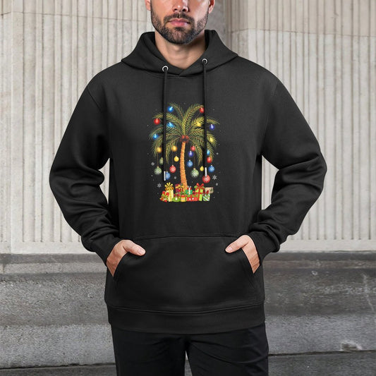 Christmas Palm Tree Light Hawaiian Tropical Xmas Men Women Layering Staple Hoodie