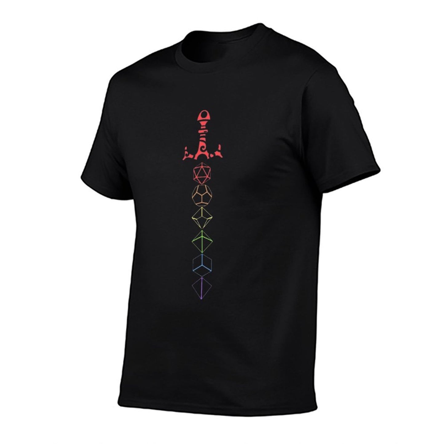 Rainbow Dice Sword Tabletop RPG Gaming  High-quality Stitching T-Shirt