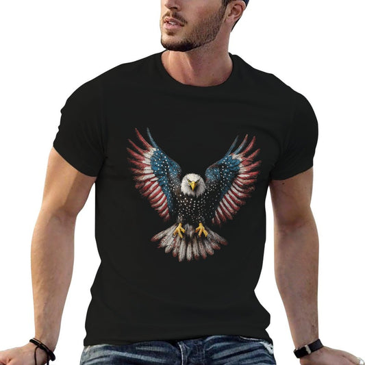 American Bald Eagle 4th of July USA Patriotic Men Women  Rolled Sleeves T-Shirt