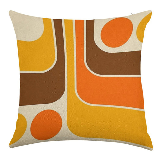 Retro Geometric Design 624 Linen Throw Pillow Cover