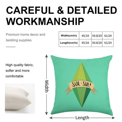 Plumbob Linen Throw Pillow Cover