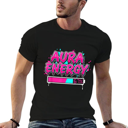 Aura Energy 67 Six Seven Drip Funny Gen Alpha  Rolled Sleeves T-Shirt