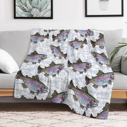 Rainbow Trout Fish Pattern Throw Blanket