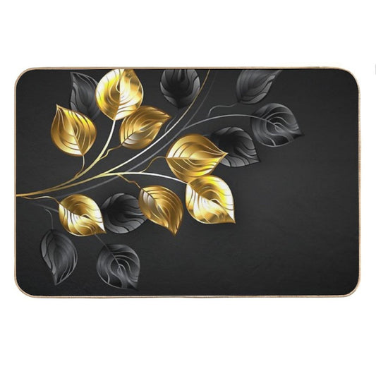 Background with Gold And Black Branches Bath Mat