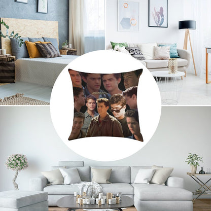 Joshua Jackson Collage Linen Throw Pillow Cover