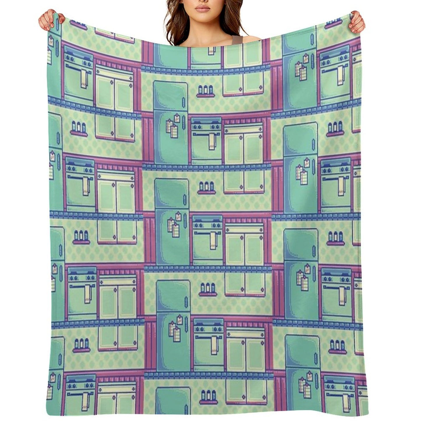 Kitchen (Pixel) Throw Blanket