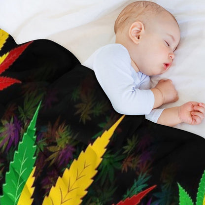 Leaf Rasta Colors Dripping Paint Throw Blanket