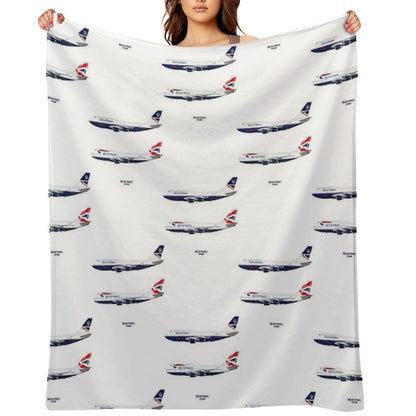 British Airways 747s Throw Blanket