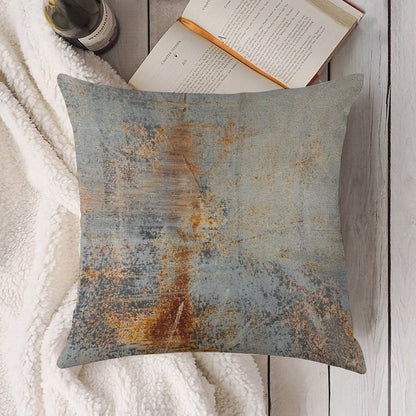Burn Blue Rust Linen Throw Pillow Cover