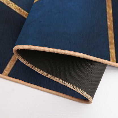 Navy Gold Stone Geometric Bath Mat