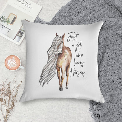 Just A Girl Who Loves Horses - Horse Lover Design Soft Style Accent Throw Pillow