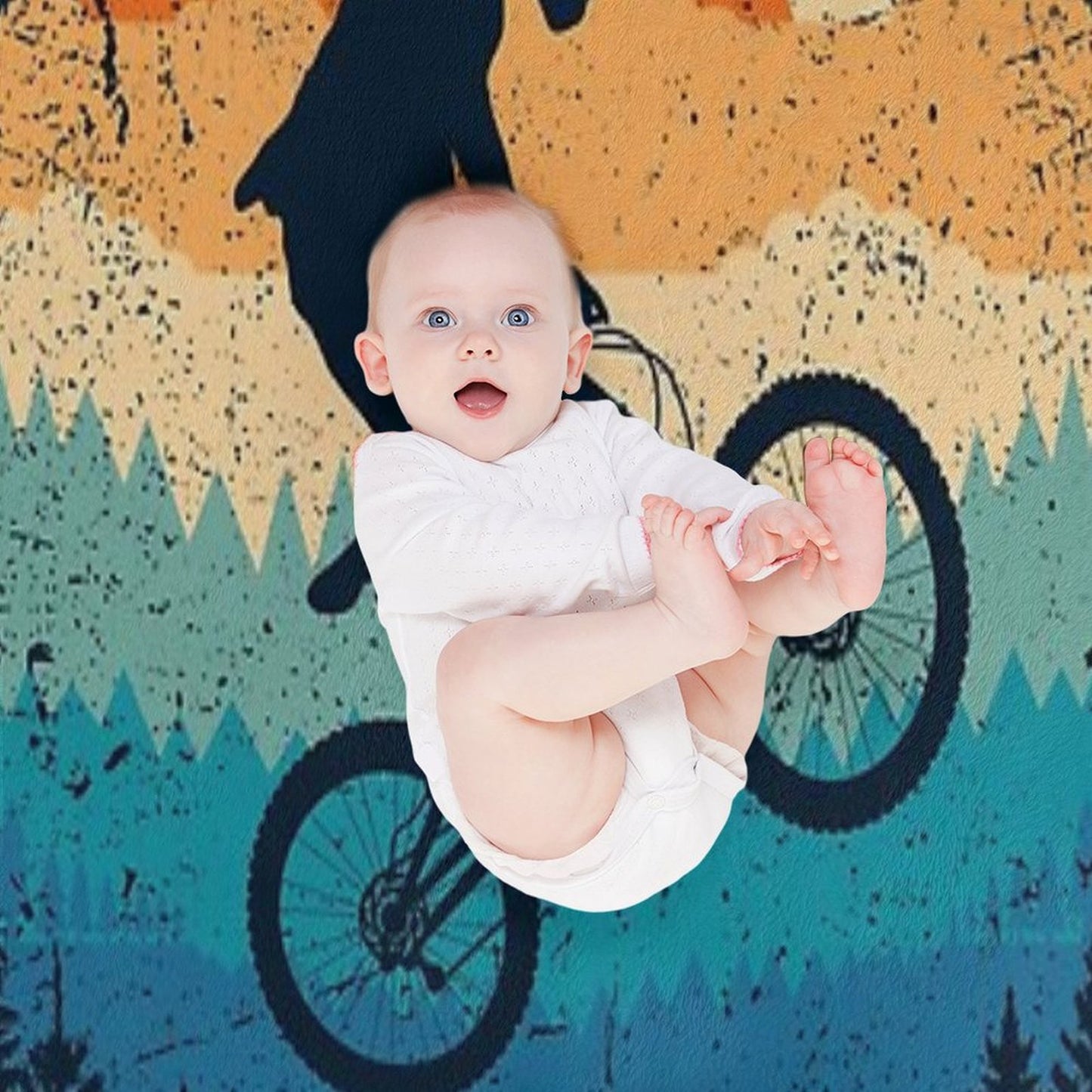 Mountain Biking Retro Throw Blanket