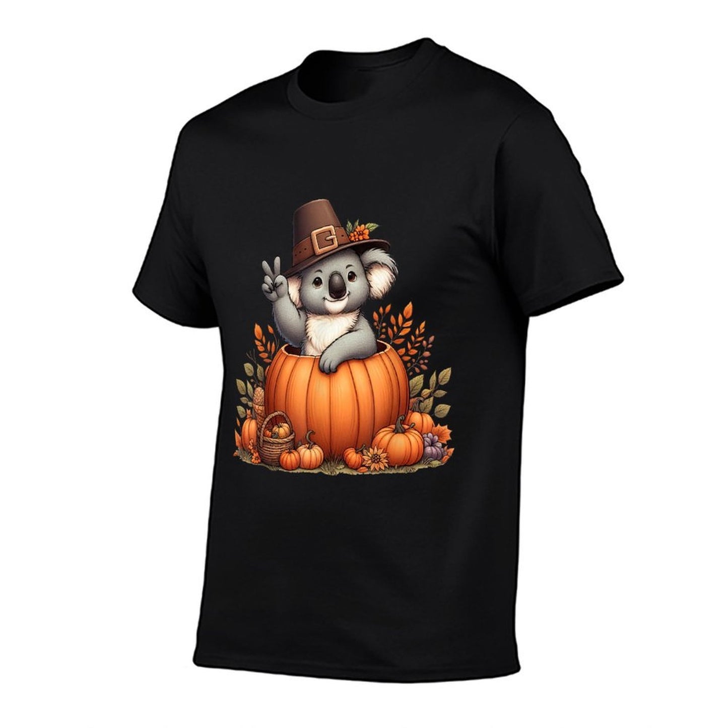 Autumn Pumpkin Fall Koala Thanksgiving Womens Mens Kids  Fade-proof Color T-Shirt