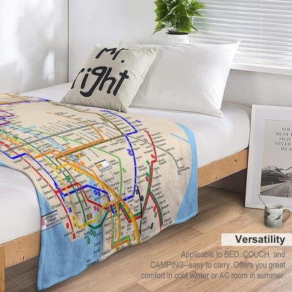 New York City Subway Map Throw Blanket