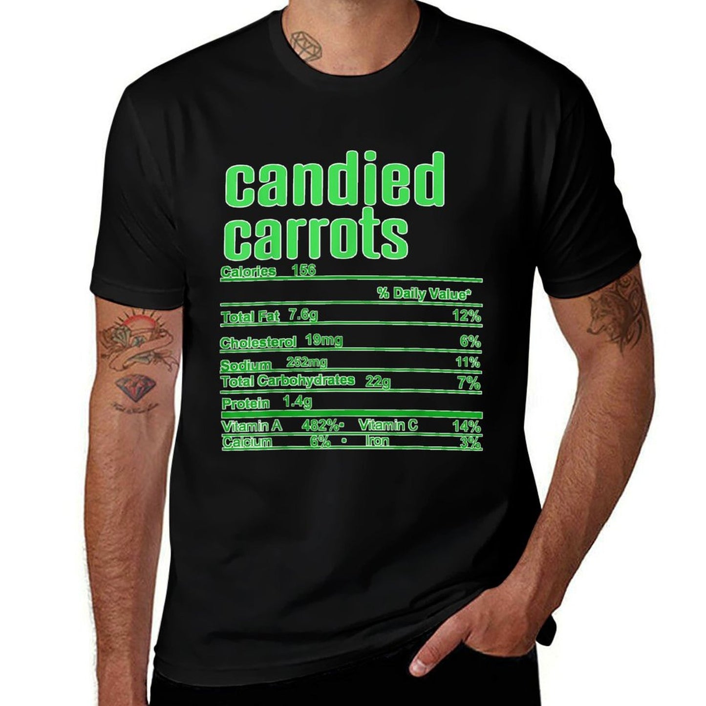 Thanksgiving Christmas Candied Carrots Nutrition Fact  Graphic-printed T-Shirt