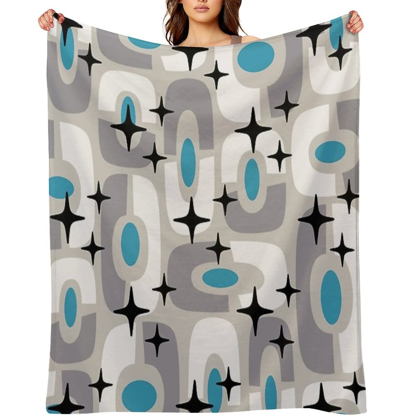 Retro Mid Century Atomic Composition 259 Throw Blanket