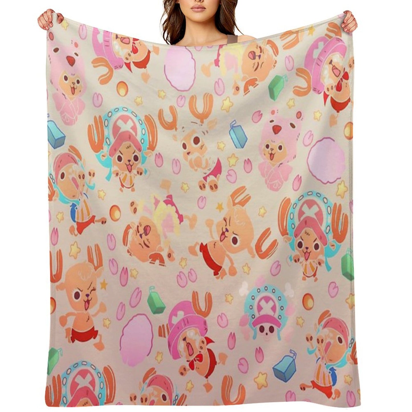 ONE PIECE! TONY TONY Chopper! Pattern IN CREAM Throw Blanket