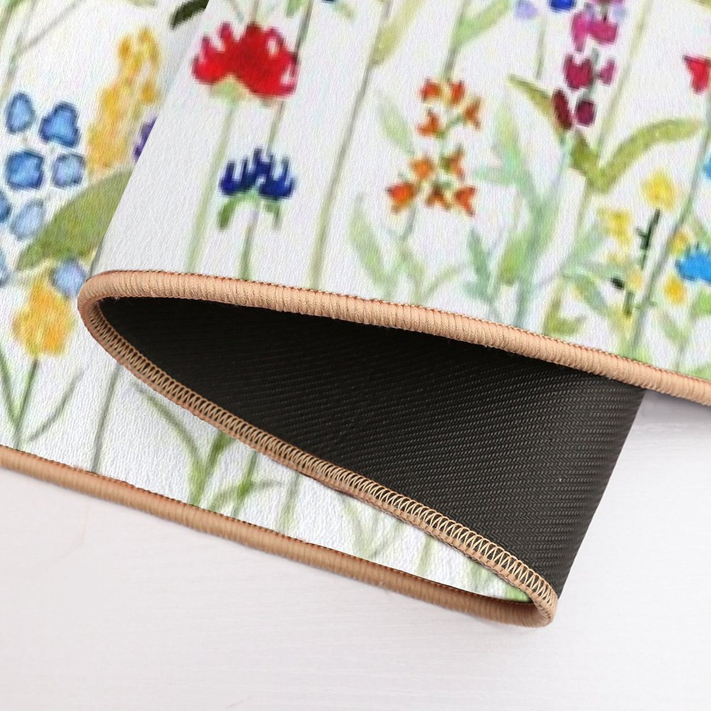 Hand Painted Colorful Wild Flower Field Bath Mat