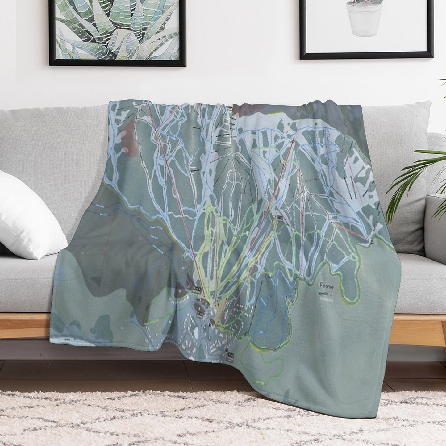 Fernie Resort Trail Map Throw Blanket
