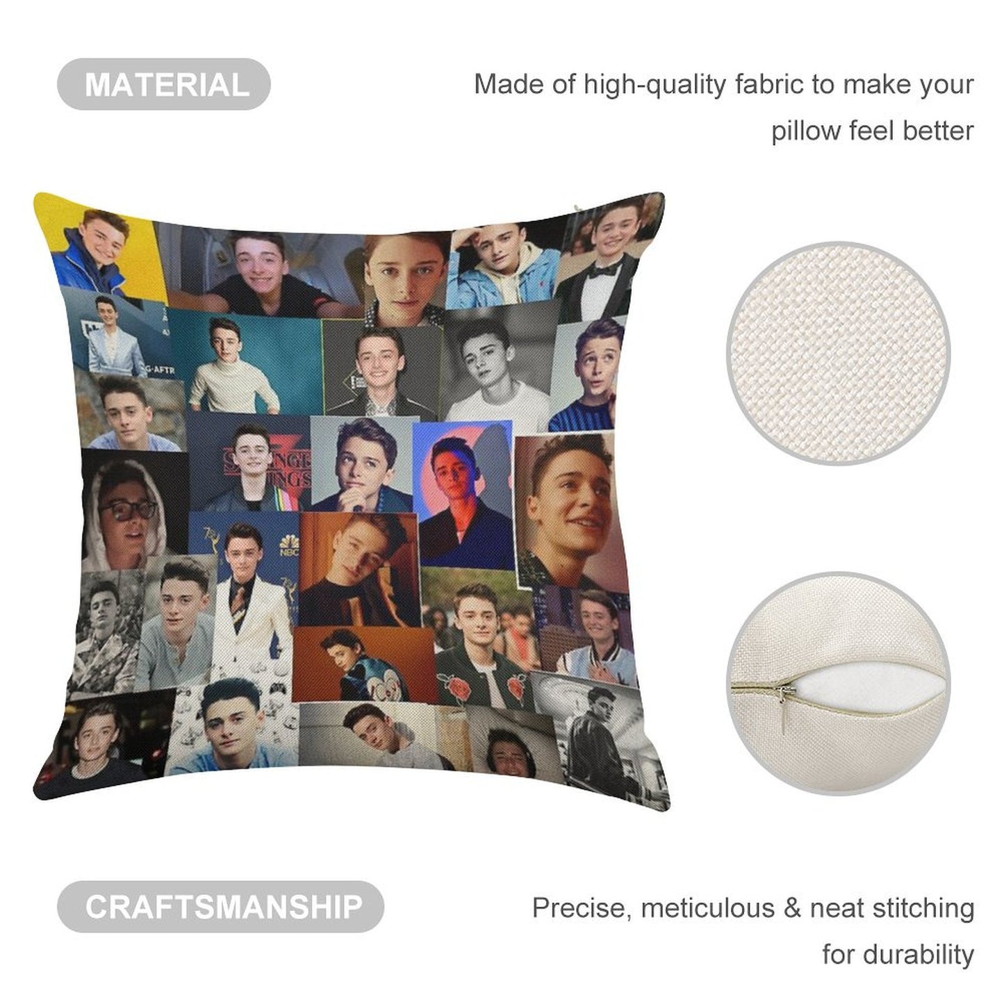 Noah Schnapp Linen Throw Pillow Cover