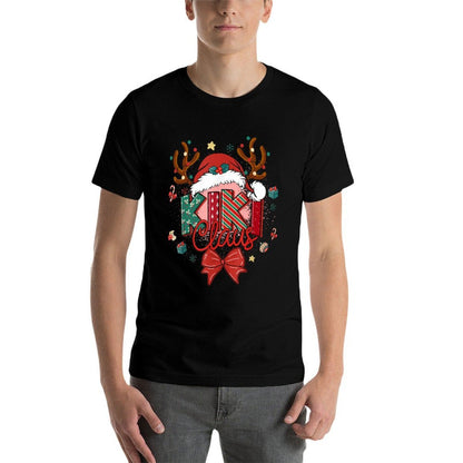 Christmas Kiki Claus Coquette Bow Reindeer Xmas Women  Heathered Texture T-Shirt