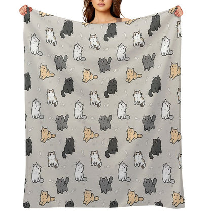 Kittens And Fish Pattern Throw Blanket