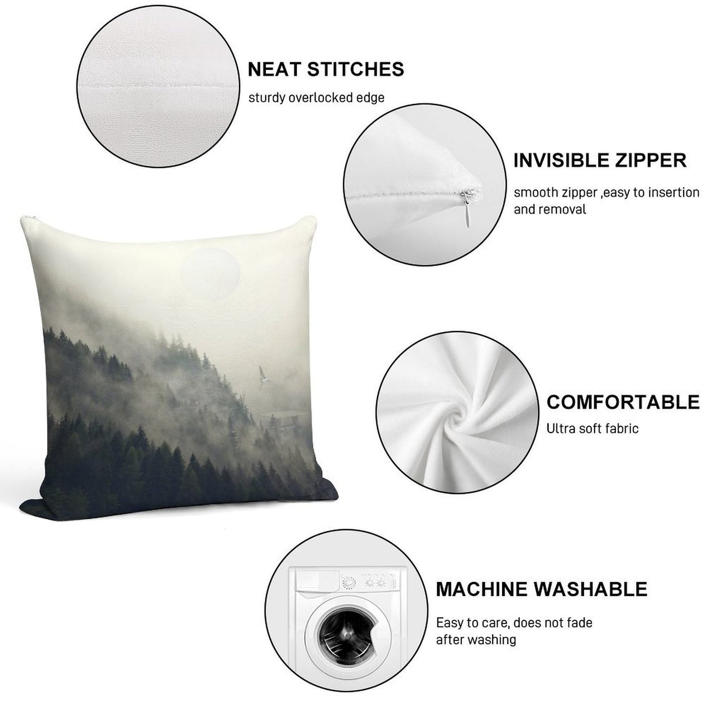 Forest Moon Soft Decorative Cover Throw Pillow