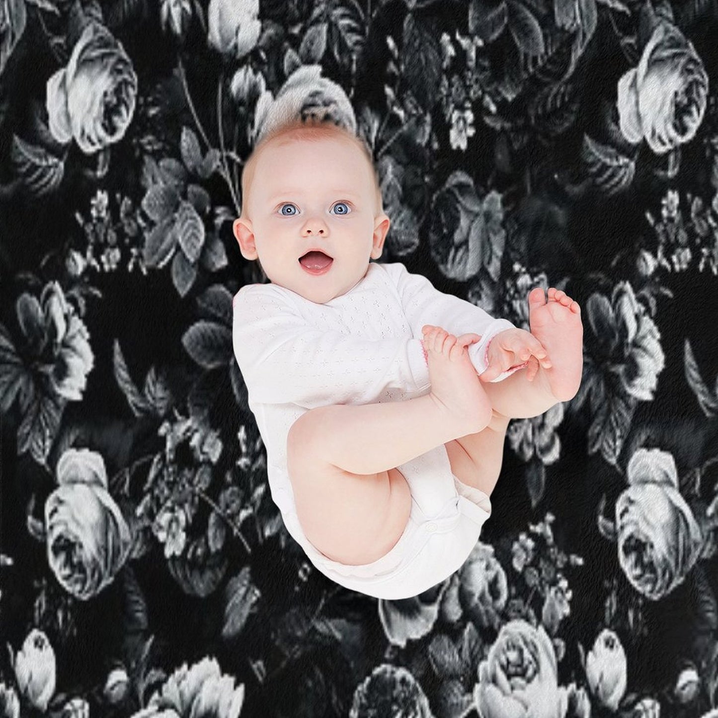 Roses Black And White Throw Blanket