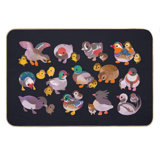 Duck And Duckling - Dark Bath Mat