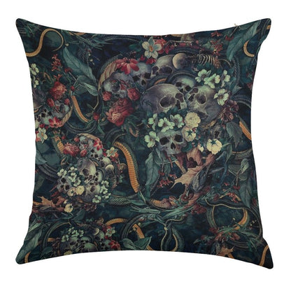 Skulls And Snakes Linen Throw Pillow Cover