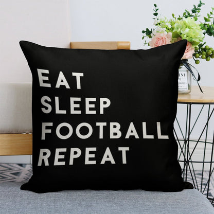 Eat Sleep Football Repeat Linen Throw Pillow Cover
